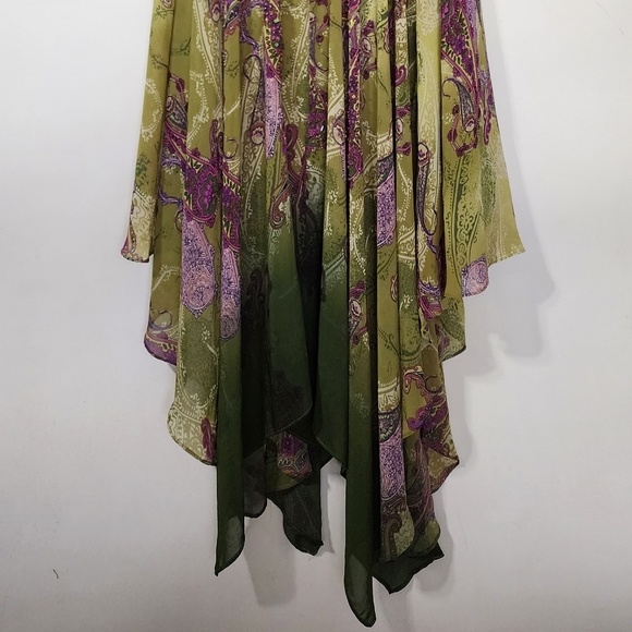 Vintage green beaded fairycore forest moss green whimsical dress - Picture 8 of 12